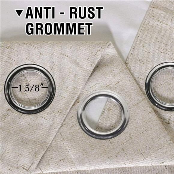 Blackout Linen Curtains, 100% Blackout Drapes Textured Blackout Curtains - Picture 6 of 7